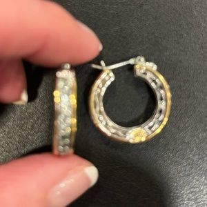 Gorgeous gold and silver diamond hoops